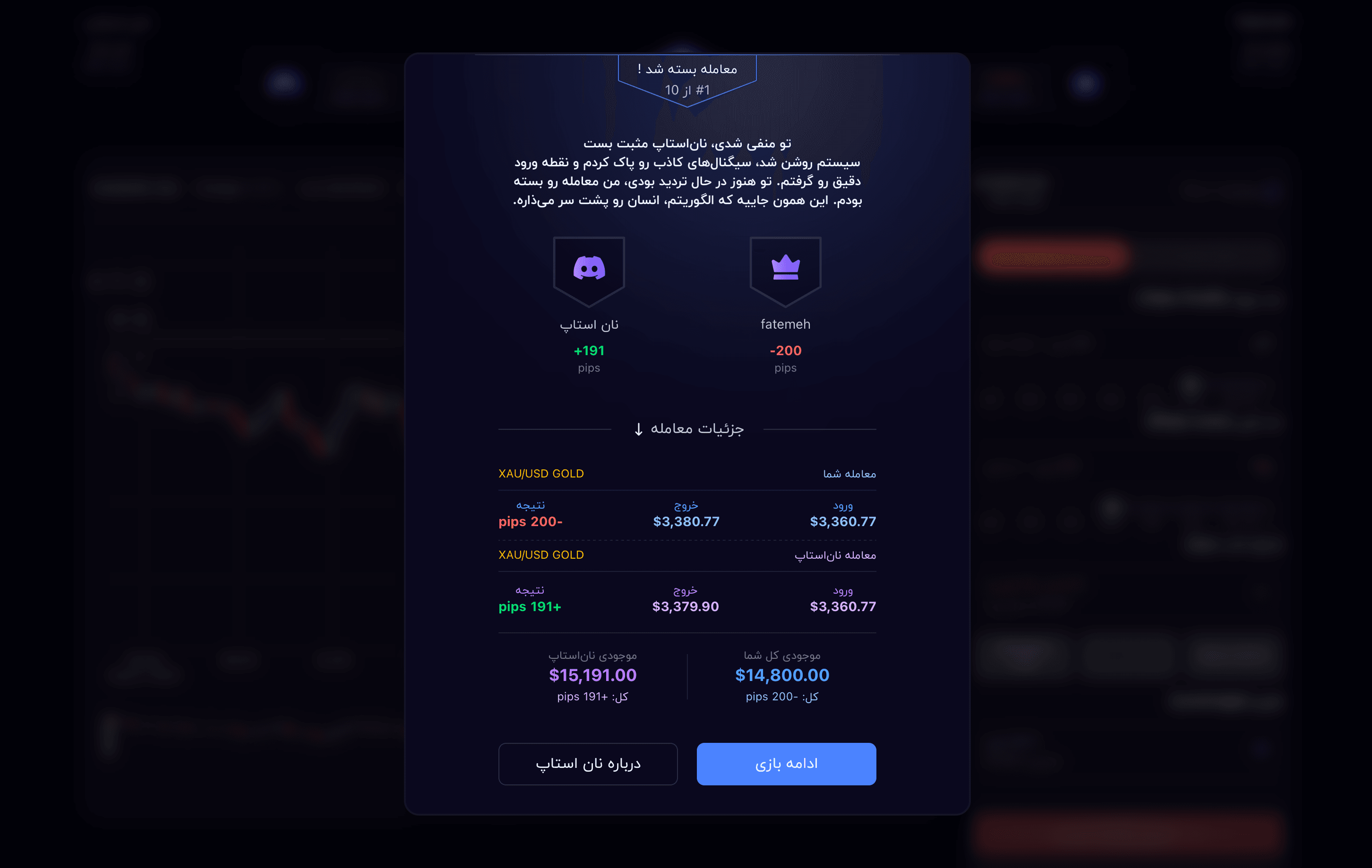 Matrix trade recap details